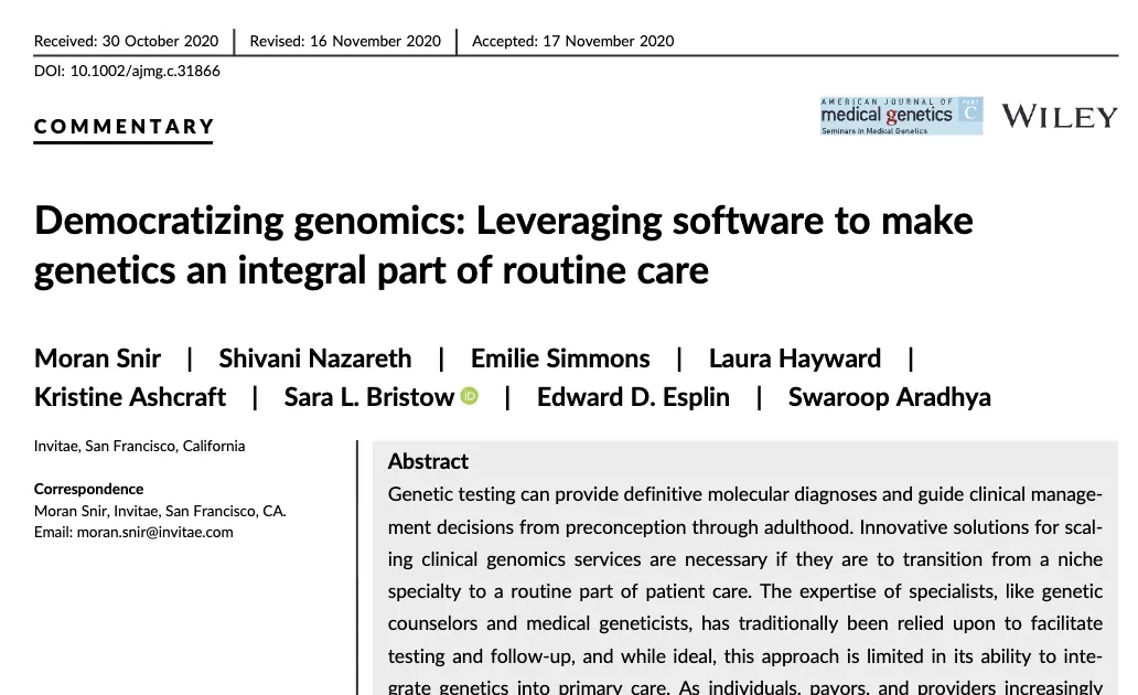 Democratizing genomics research paper by Moran Snir